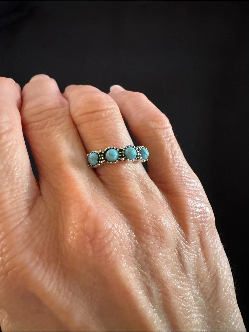 Vintage Silver Tone Turquoise Ring